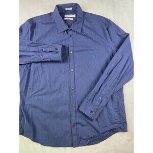 Calvin Klein Men's XL Infinite Cool Non Iron Blue Striped Long Sleeve Shirt